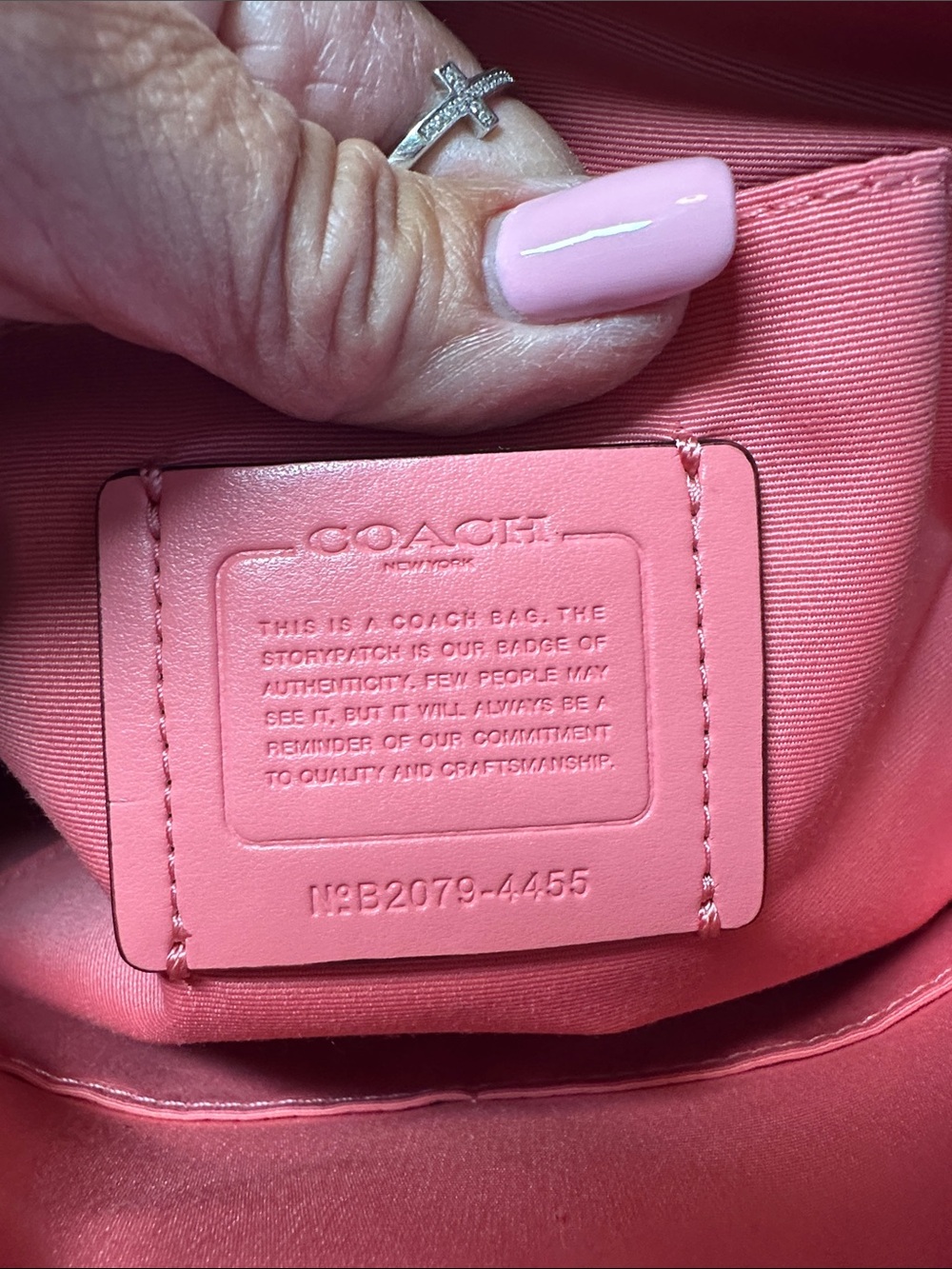NWTS Coach Brown Signature Tote w/Pink/Coral Leather Handles 🩷🌸🤎 - Picture 10 of 14